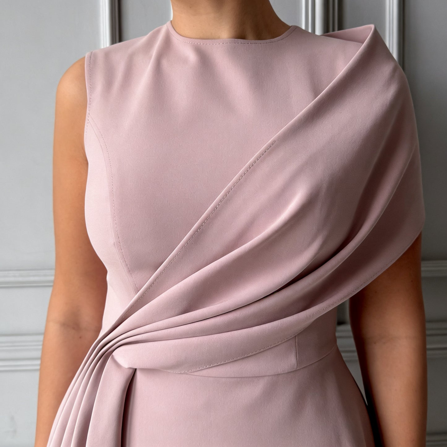 Women’s Elegant Draped Top and Maxi Skirt Set for Wedding