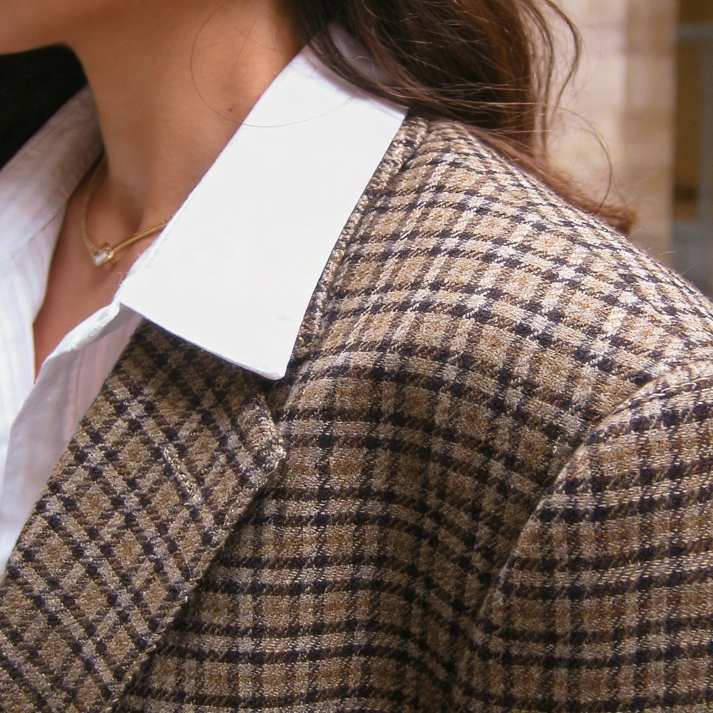 Women’s Plaid Blazer Jacket with Tailored Fit for Office Work Business