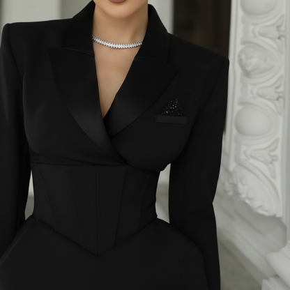 Women’s Long Sleeve Mini Blazer Dress for Elegant Party Wear