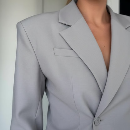 Women’s Tailored Blazer and Wide Leg Trouser Suit Set for Office Wear