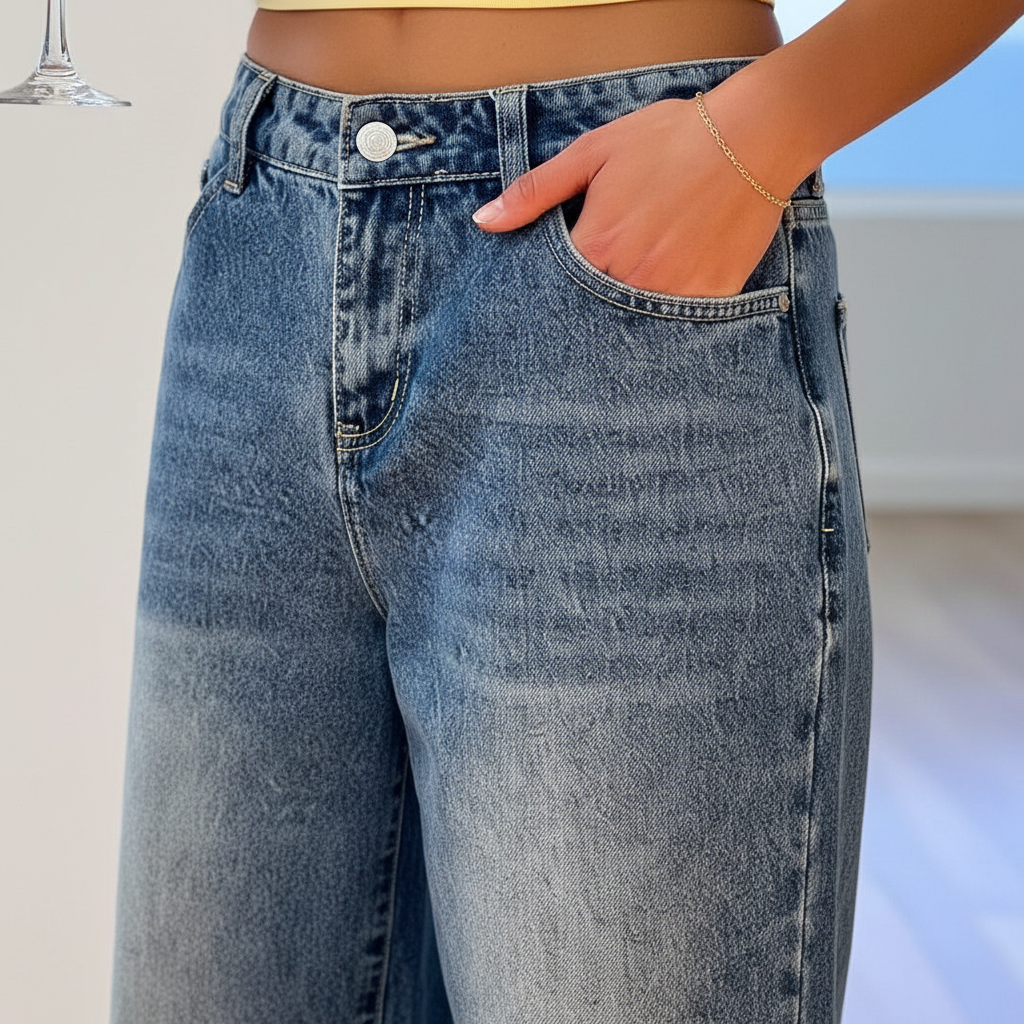 Women’s Vintage Wide Leg Denim Jeans for Casual Streetwear