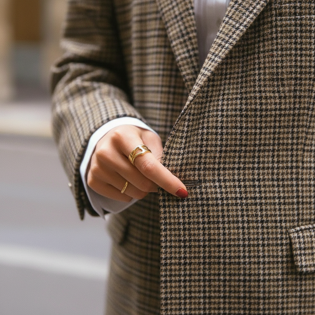 Women’s Plaid Blazer Jacket with Tailored Fit for Office Work Business