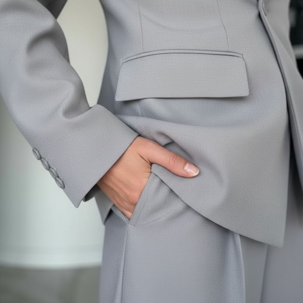 Women’s Tailored Blazer and Wide Leg Trouser Suit Set for Office Wear