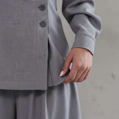 Women’s Elegant Blazer and Wide Leg Pants Set for Office Wear