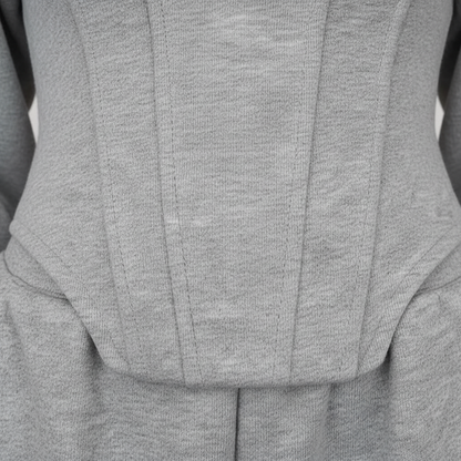 Women’s Three Piece Lounge Set with Zip Hoodie Corset Top