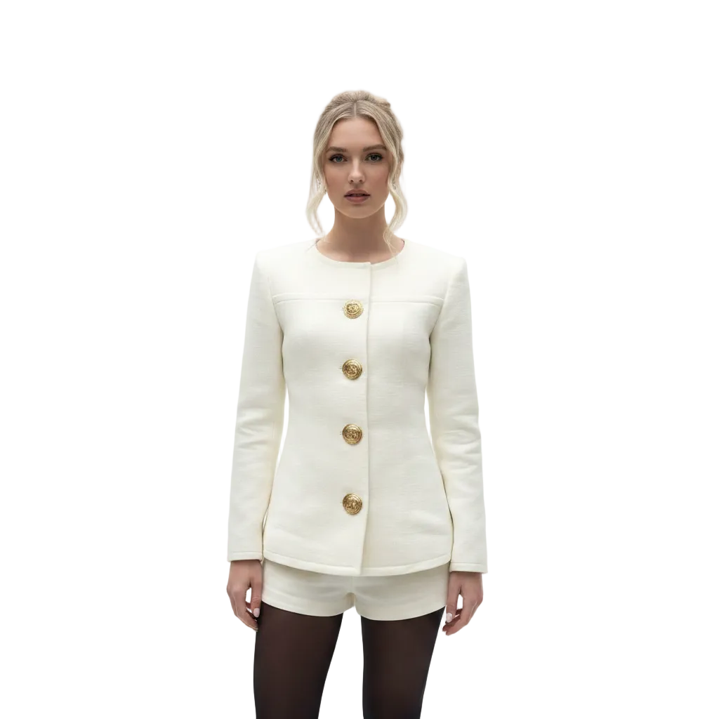 Women’s Single Breasted Blazer and Shorts Suit Set for Elegant Office Wear