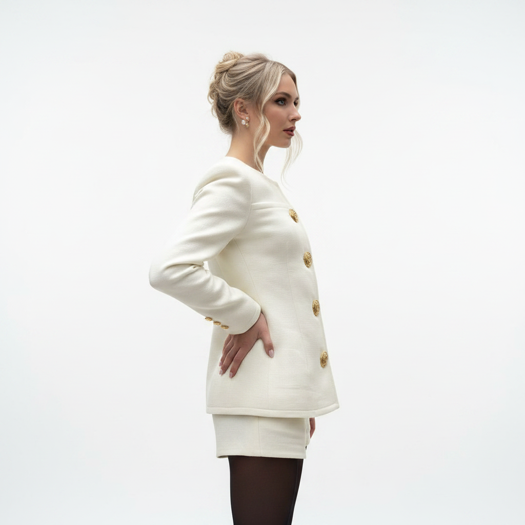 Women’s Single Breasted Blazer and Shorts Suit Set for Elegant Office Wear