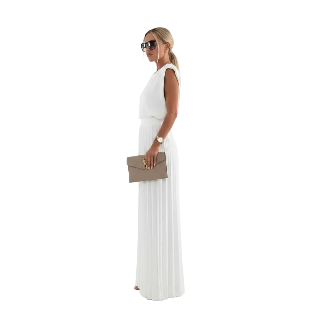 Women’s Sleeveless Pleated Wide Leg Pants Set