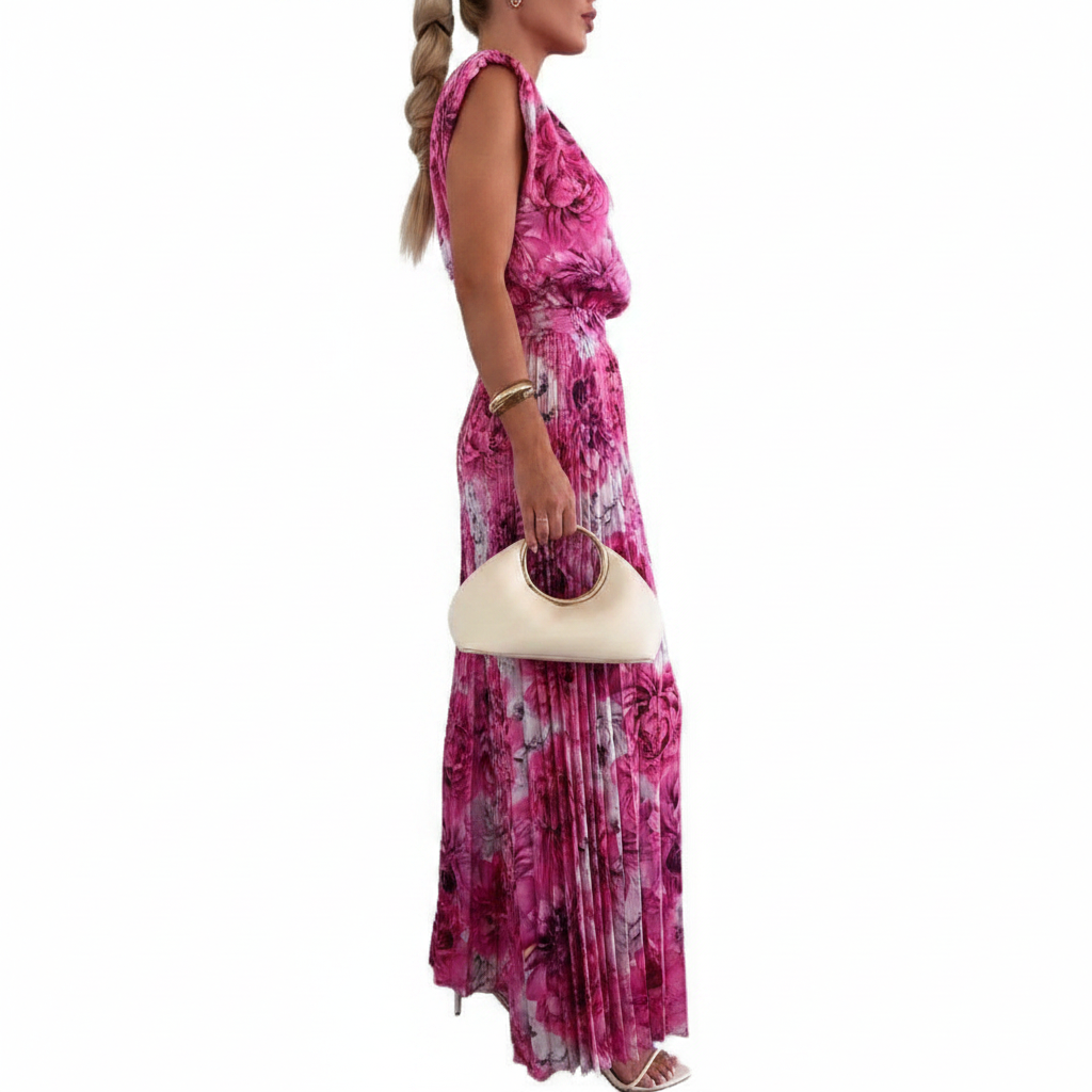 Women’s Sleeveless Pleated Wide Leg Pants Set