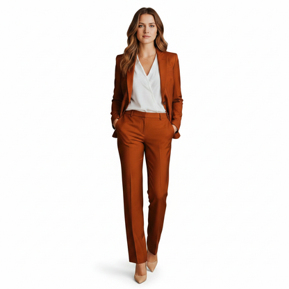 Women’s Single Breasted Blazer and Straight Leg Pants Suit Set