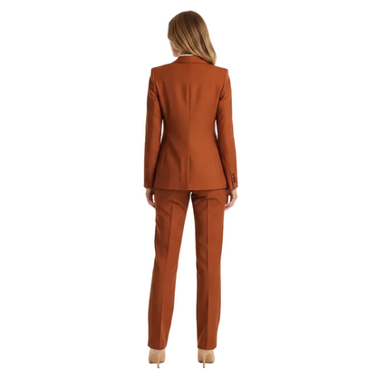 Women’s Single Breasted Blazer and Straight Leg Pants Suit Set