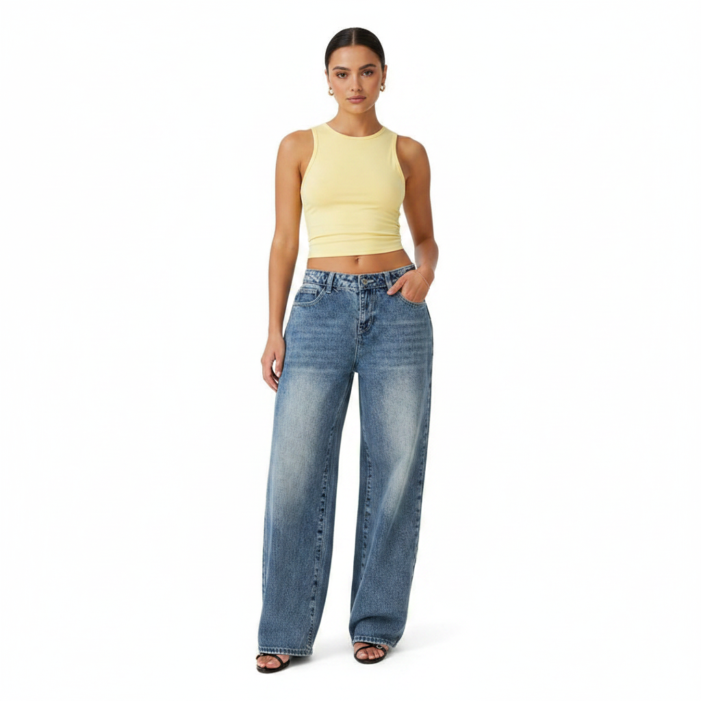 Women’s Vintage Wide Leg Denim Jeans for Casual Streetwear
