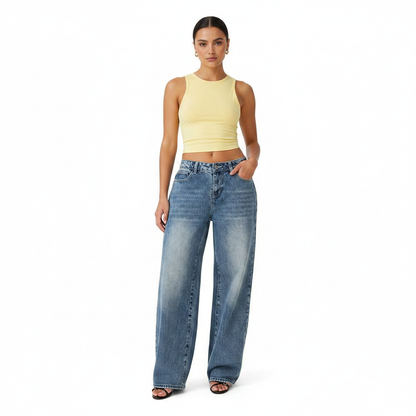 Women’s Vintage Wide Leg Denim Jeans for Casual Streetwear