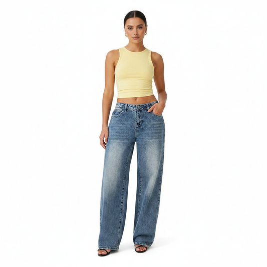 Women’s Vintage Wide Leg Denim Jeans for Casual Streetwear