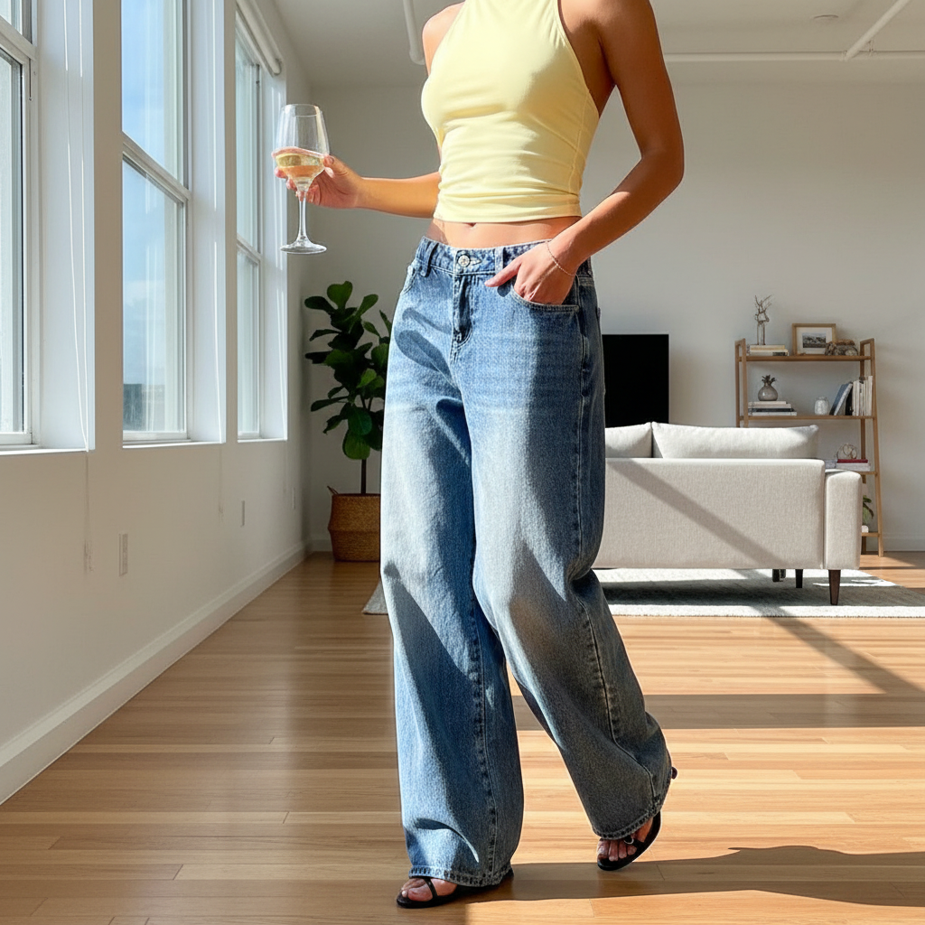 Women’s Vintage Wide Leg Denim Jeans for Casual Streetwear