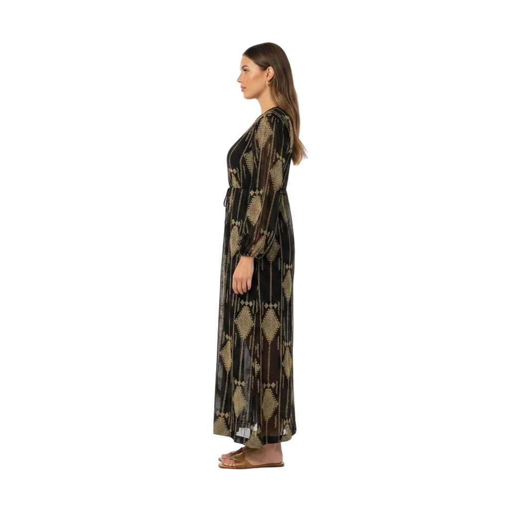 Women’s Elegant Printed Maxi Dress for Daily Wear and Tropical Getaway Outfits