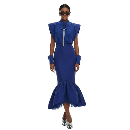 Women’s Elegant Shirt and Maxi Skirt Set for Formal Occasion Wear