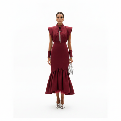 Women’s Elegant Shirt and Maxi Skirt Set for Formal Occasion Wear