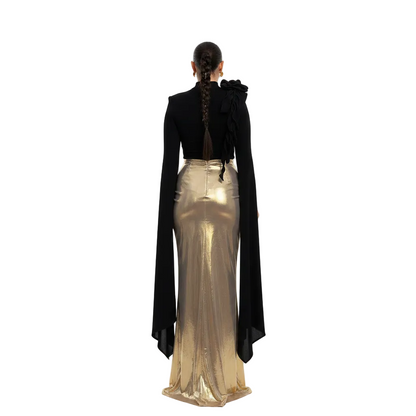 Women’s Contrast Panel Maxi Dress for Elegant Party Wear