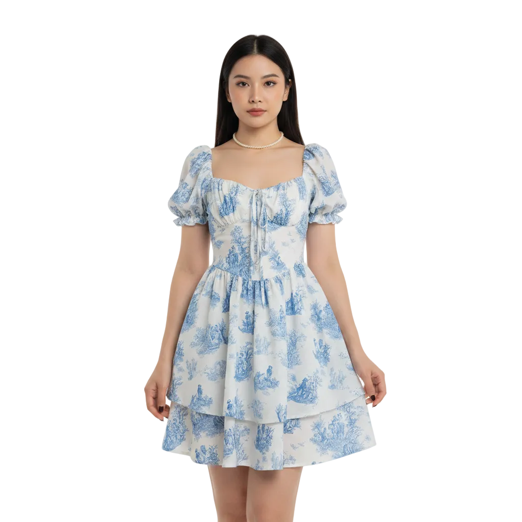 Women’s Floral Print Mini Dress for Vacation Wear and Romantic