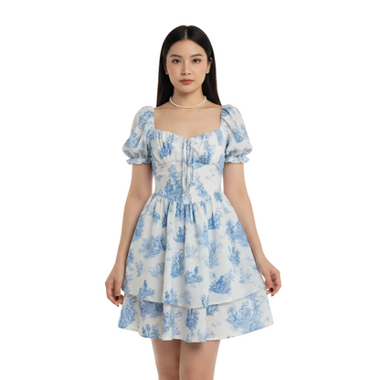 Women’s Floral Print Mini Dress for Vacation Wear and Romantic