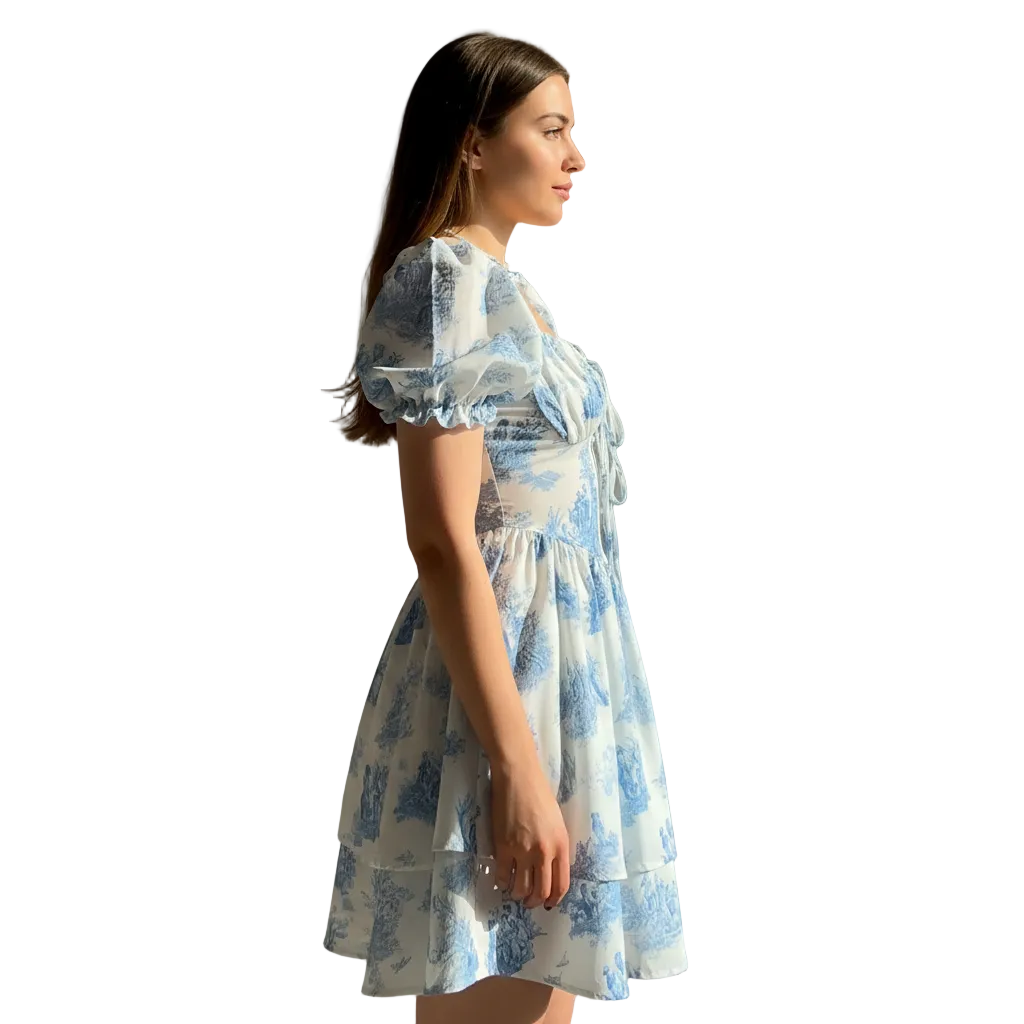 Women’s Floral Print Mini Dress for Vacation Wear and Romantic