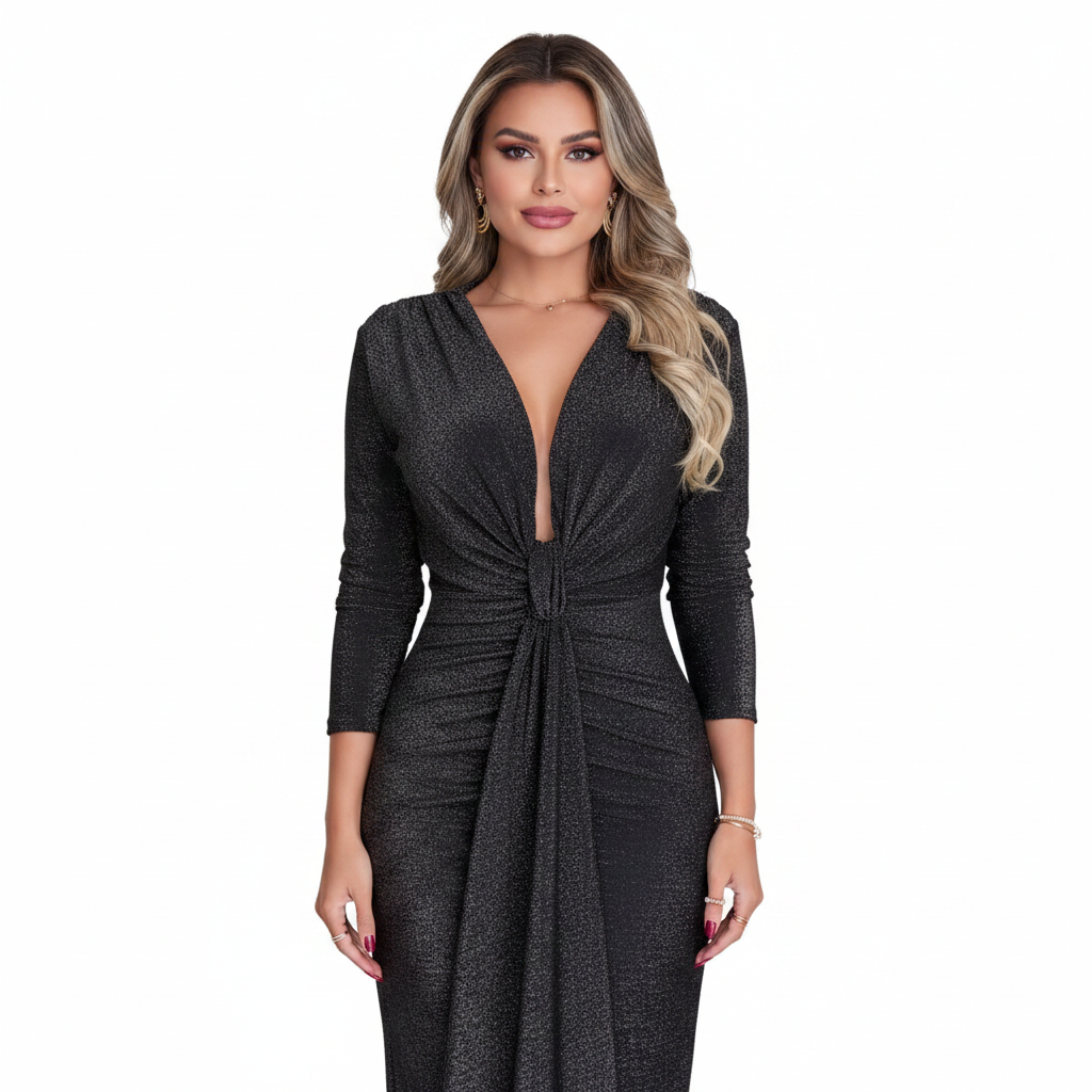 Women’s Deep V Neck Bodycon Dress for Elegant Party Wear