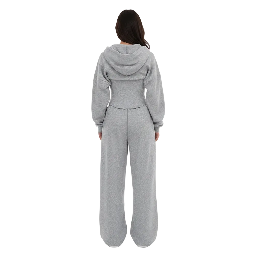 Women’s Three Piece Lounge Set with Zip Hoodie Corset Top
