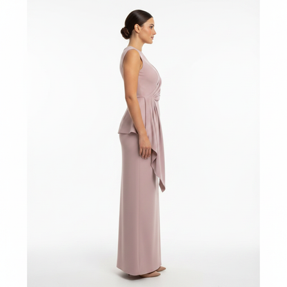 Women’s Elegant Draped Top and Maxi Skirt Set for Wedding