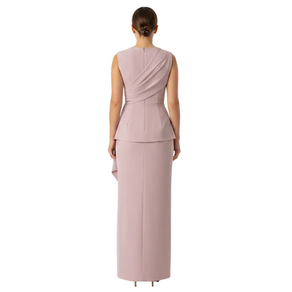Women’s Elegant Draped Top and Maxi Skirt Set for Wedding