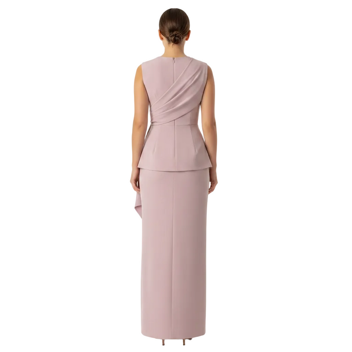 Women’s Elegant Draped Top and Maxi Skirt Set for Wedding