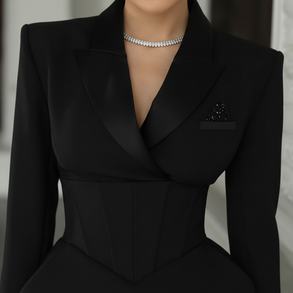 Women’s Long Sleeve Mini Blazer Dress for Elegant Party Wear