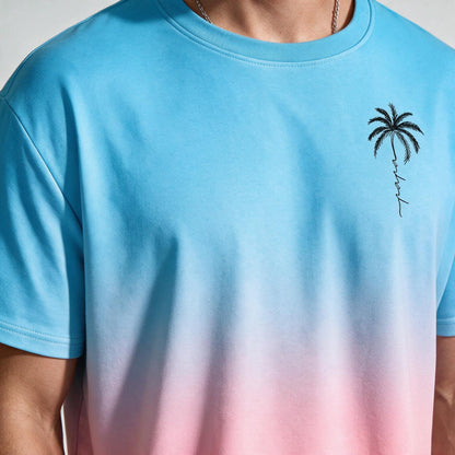 Men's Summer Two Piece Set with Short Sleeve Crew Neck T-Shirt