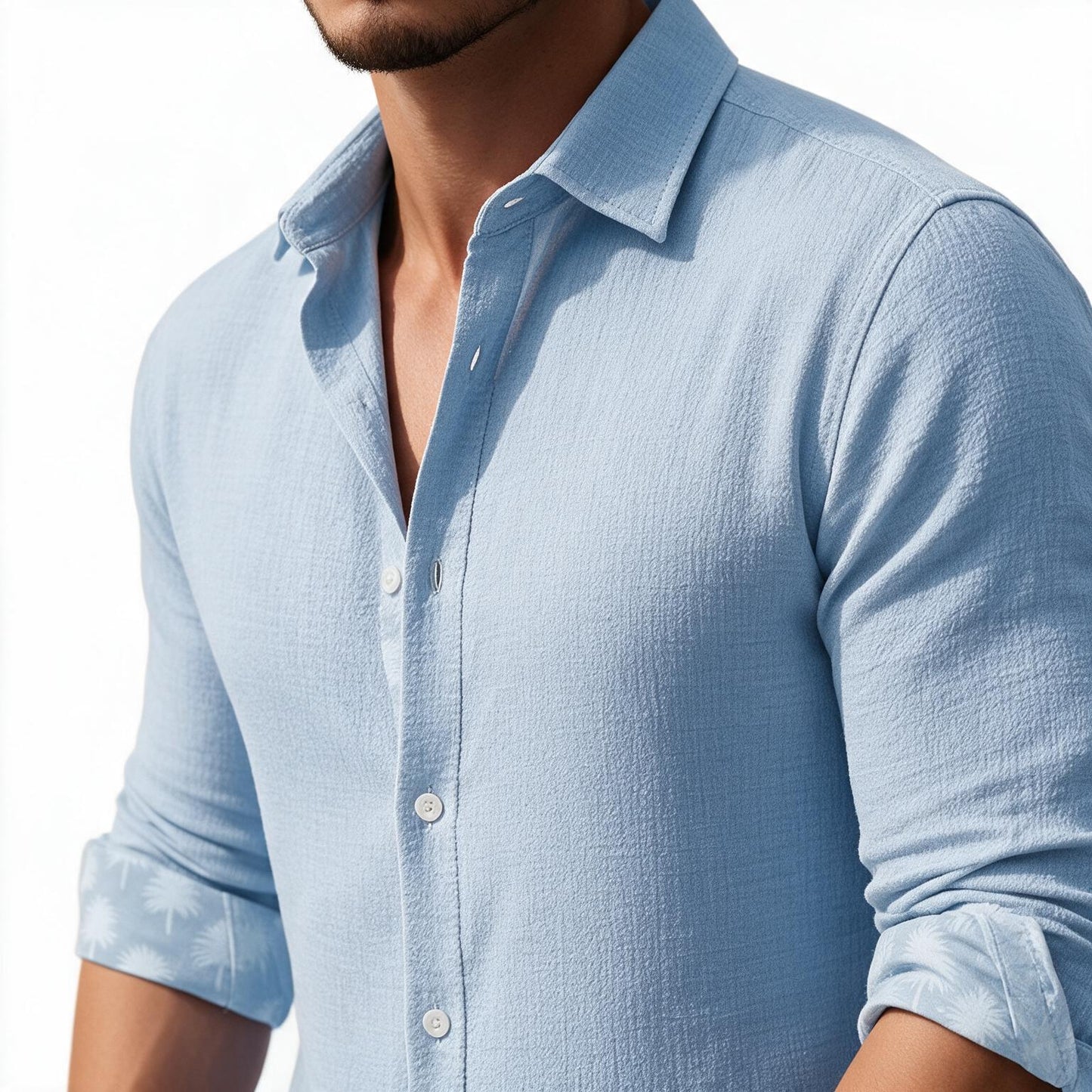 Men's Long Sleeve Button Down Shirt with Four Way Stretch Fabric