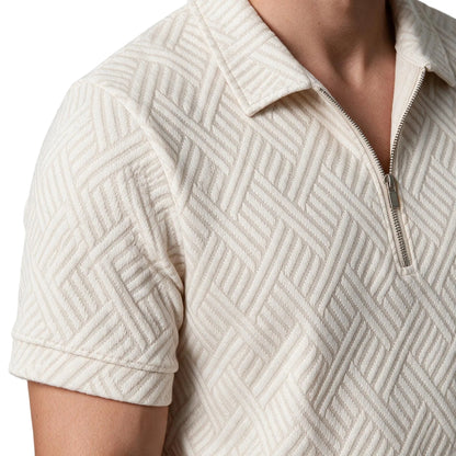 Men's Geometric Print Short Sleeve Polo Shirt with Matching Shorts Set