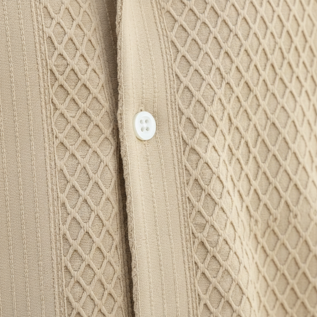 Men's Textured Button Down Shirt with Short Sleeves