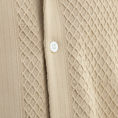 Men's Textured Button Down Shirt with Short Sleeves