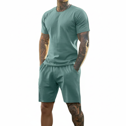 Men's Short Sleeve T-Shirt with Drawstring Shorts Set
