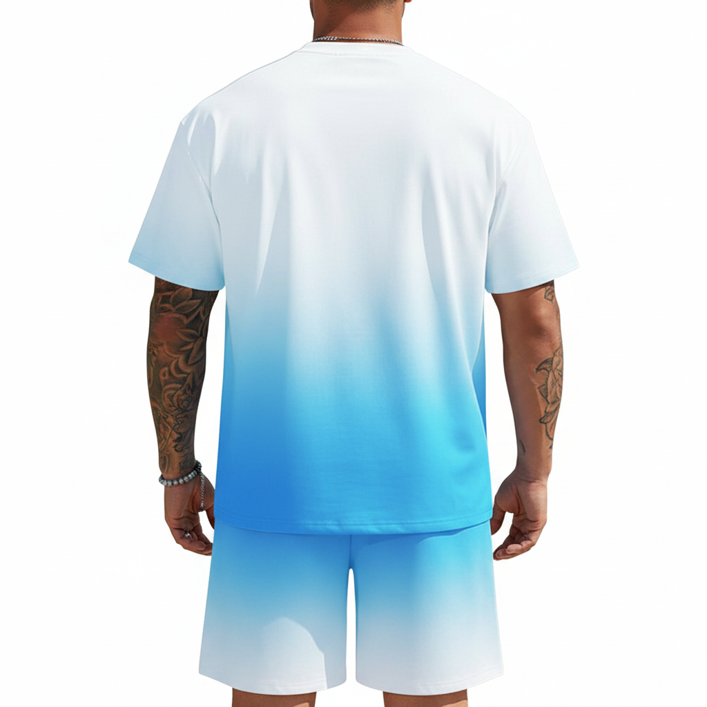 Men's Summer Two Piece Set with Short Sleeve Crew Neck T-Shirt