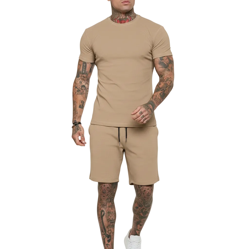 Men's Short Sleeve T-Shirt with Drawstring Shorts Set