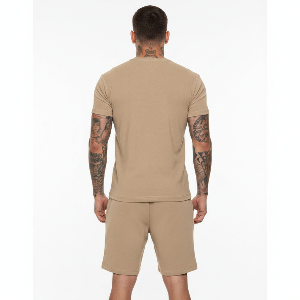 Men's Short Sleeve T-Shirt with Drawstring Shorts Set