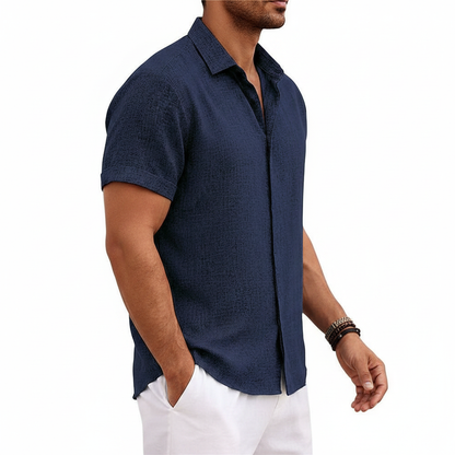 Men's Textured Button Down Shirt for Summer Casual Wear