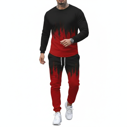 Men's Skull Print Long Sleeve Sweatshirt with Jogger Pants Set