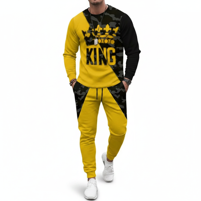 Men's Skull Print Long Sleeve Sweatshirt with Jogger Pants Set