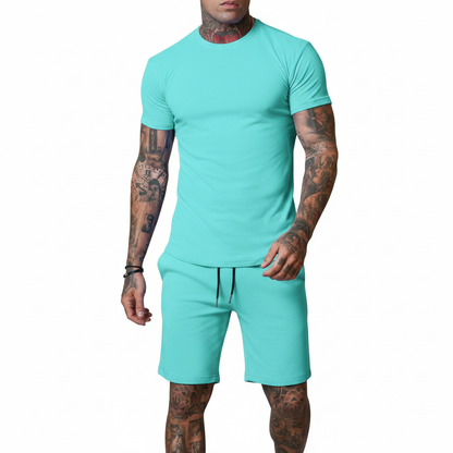 Men's Short Sleeve T-Shirt with Drawstring Shorts Set