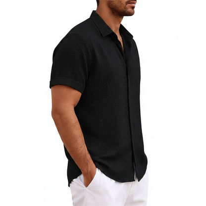 Men's Textured Button Down Shirt for Summer Casual Wear