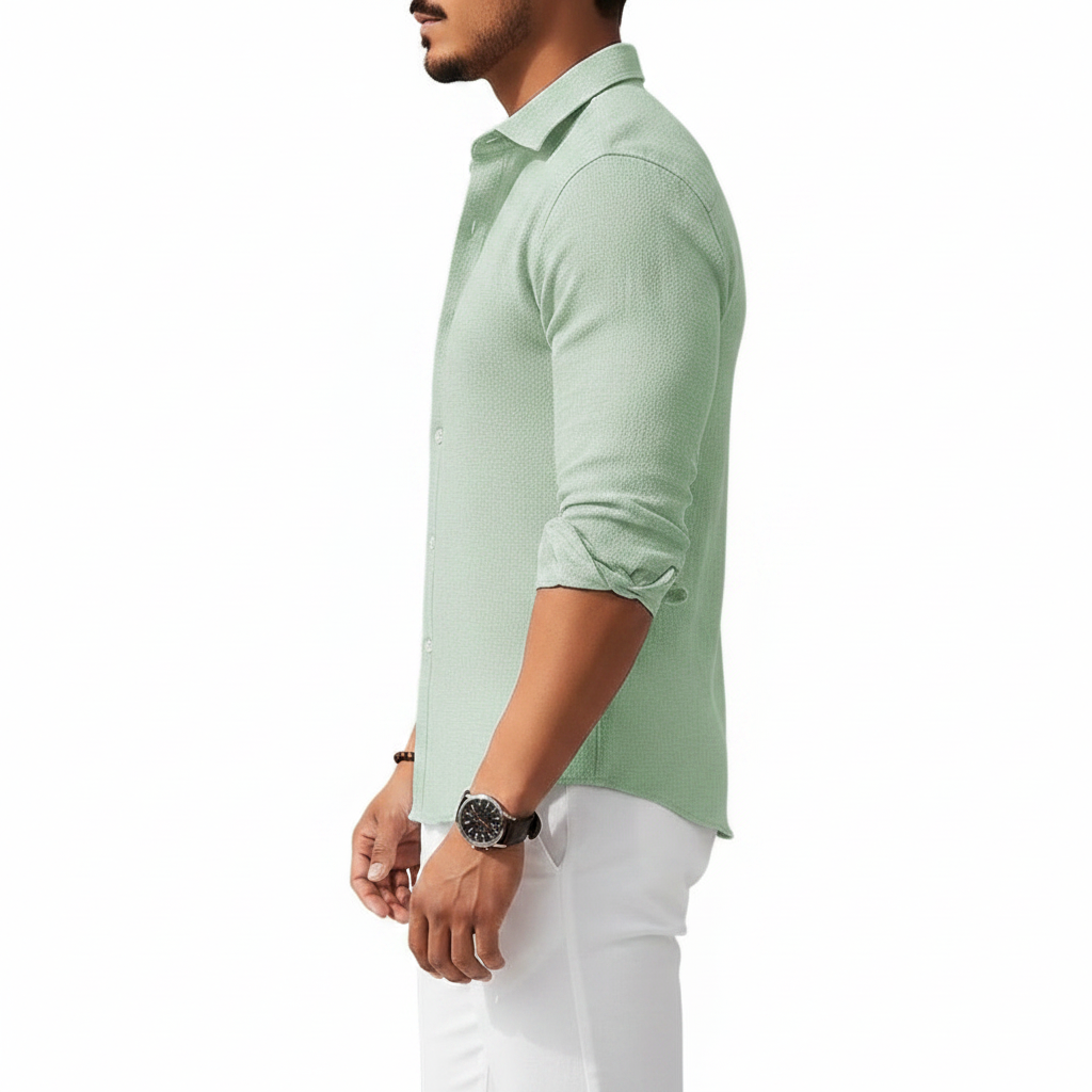 Men's Long Sleeve Button Down Shirt with Four Way Stretch Fabric