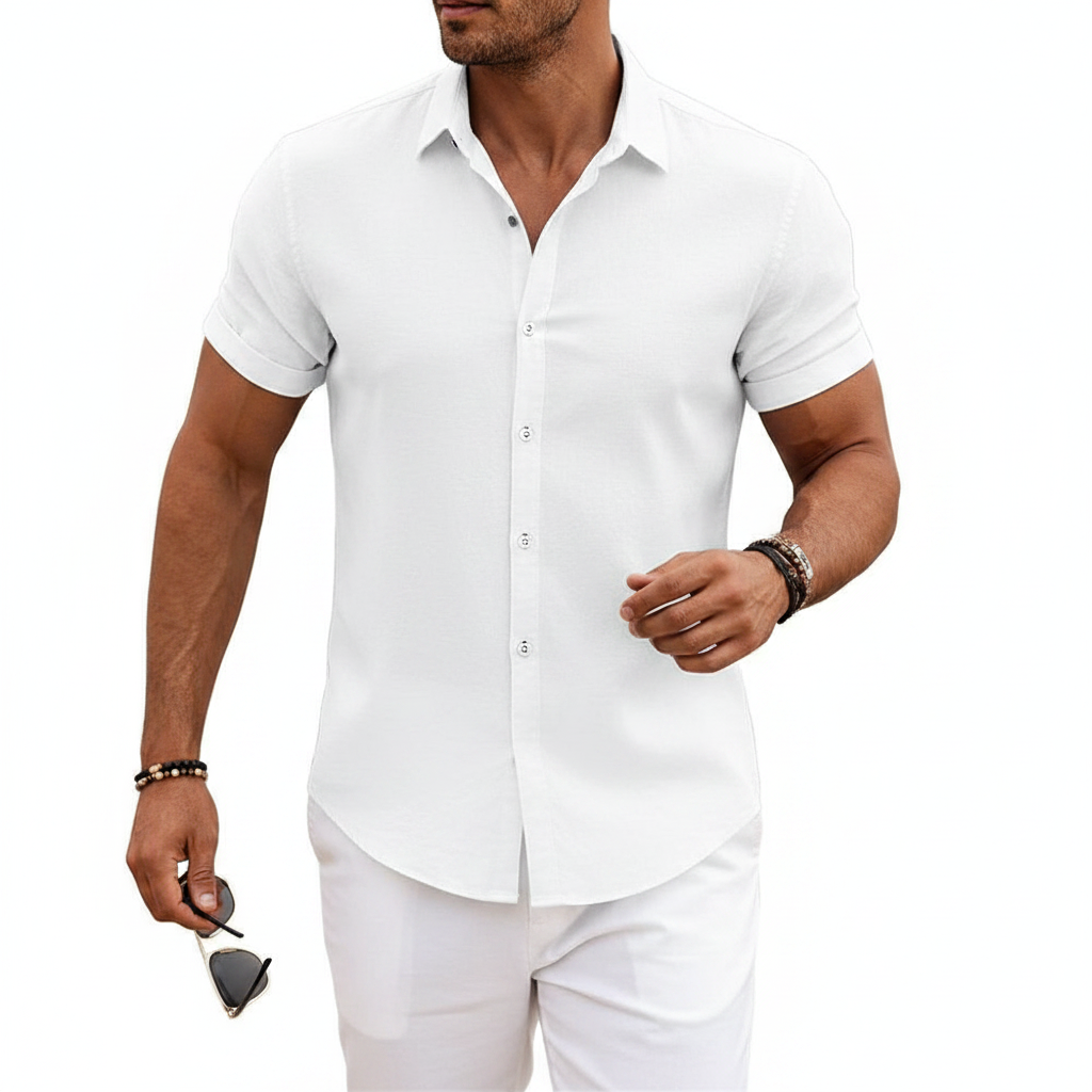 Men's Textured Button Down Shirt for Summer Casual Wear