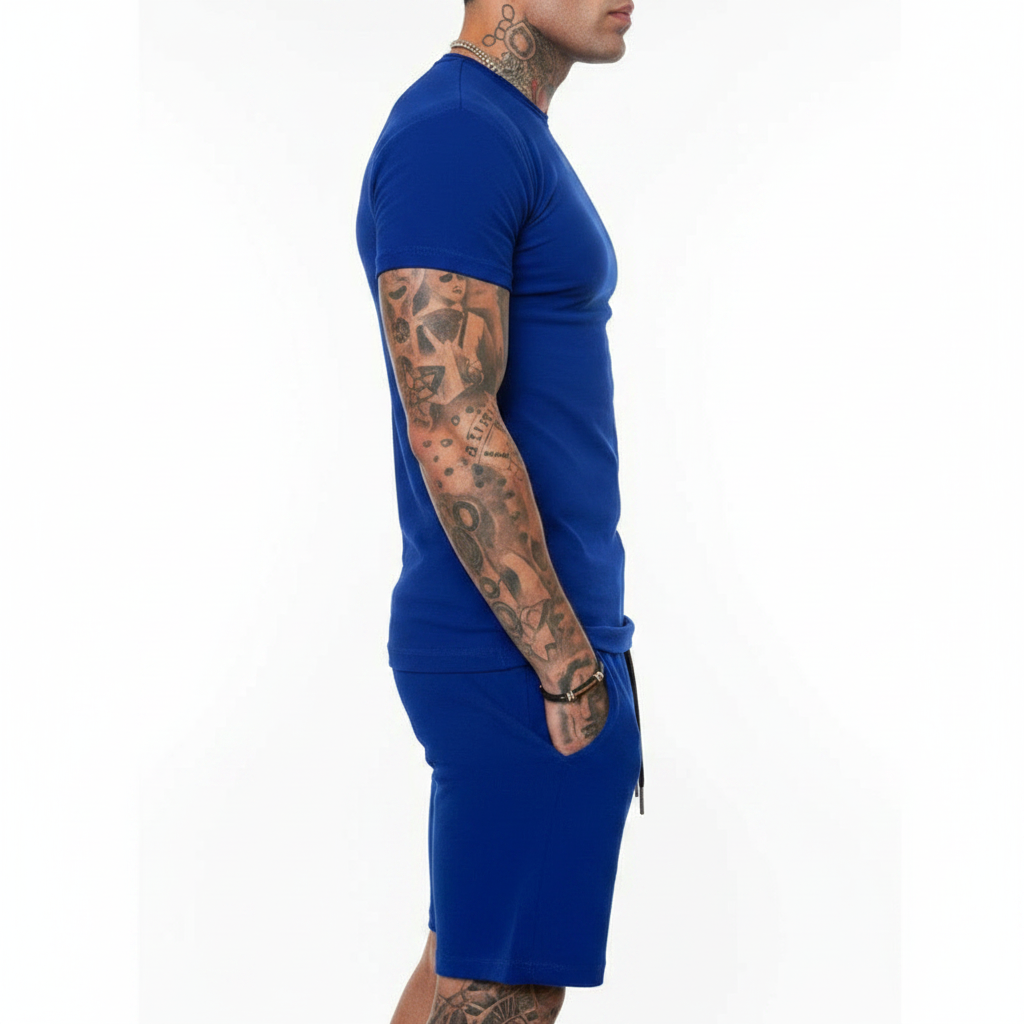 Men's Short Sleeve T-Shirt with Drawstring Shorts Set