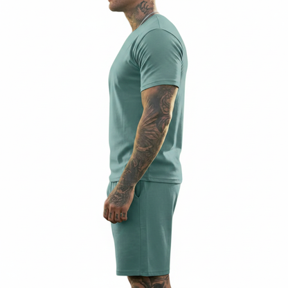 Men's Short Sleeve T-Shirt with Drawstring Shorts Set